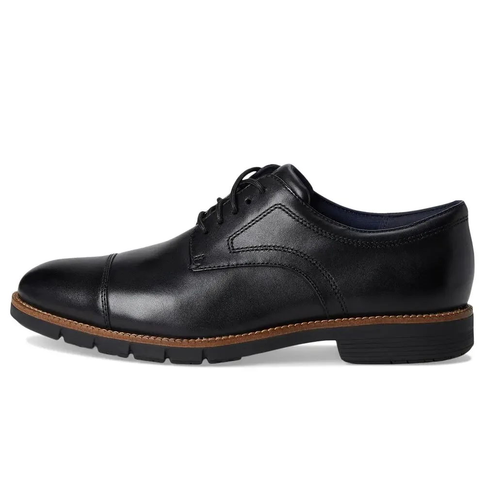 COLE HAAN, MEN, FLEXGRAND360 CAP TOE OXFORDS, BLACK/NATURAL, 8, MEDIUM